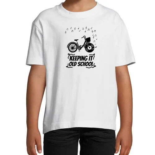 Keeping It Old School Fahrrad Vinyl Schallplatte T-Shirt Kinder Imperial