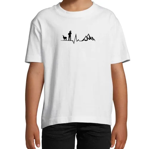 Landwirt Gebirge Farmer Ziege Berge Herzschlag Kinder T-Shirt