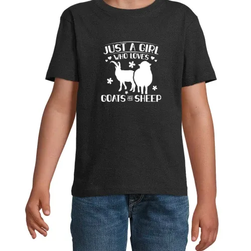 Mädchen mag Ziegen und Schafe Landwirt Bauernhof Kinder T-Shirt