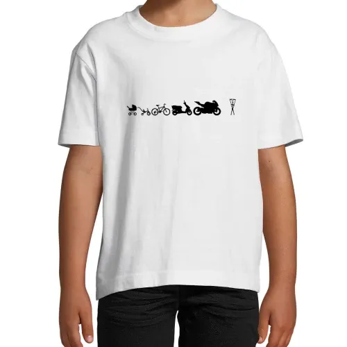 Motorrad Evolution Krücken Kinder T-Shirt Motorrad Evolution Krücken T-Shirt