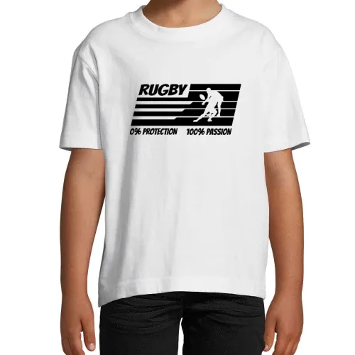 Rugby Zero Protection Much Passion Sportler Spruch T-Shirt Kinder Imperial