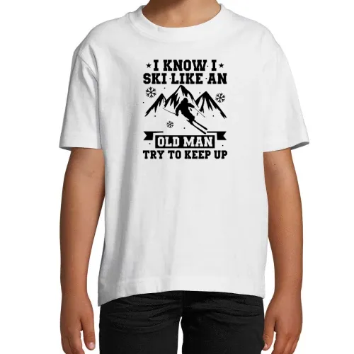 Ski Skifahrer Skifahren Skiurlaub Old Man Keep Up T-Shirt Kinder Imperial
