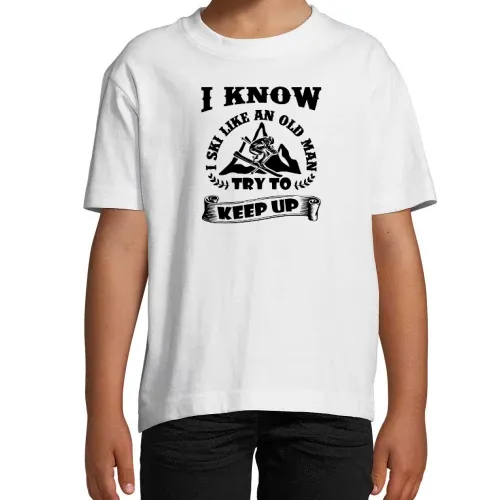 Ski Skifahrer Skifahren Skiurlaub Old Man Keep Up T-Shirt Kinder Imperial