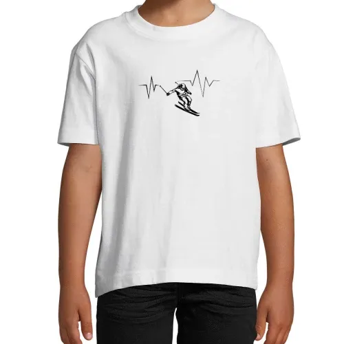 Skifahrer Berge Puls Skipiste Apres Ski Skiurlaub T-Shirt Kinder Imperial