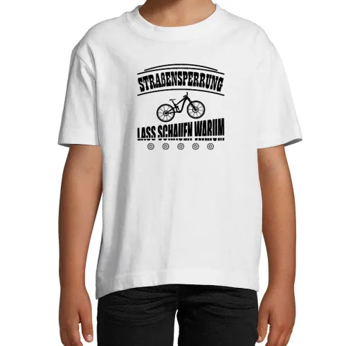 Straßensperrung EBiker MTB Lustig Radfahrer Spruch Kinder T-Shirt