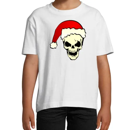 Totenkopf mit Weihnachtsmütze T-Shirt