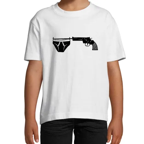 Unterhose an Revolver Kinder T-Shirt