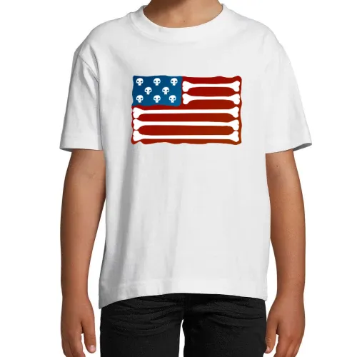 USA Fahne aus Knochen Skull T-Shirt