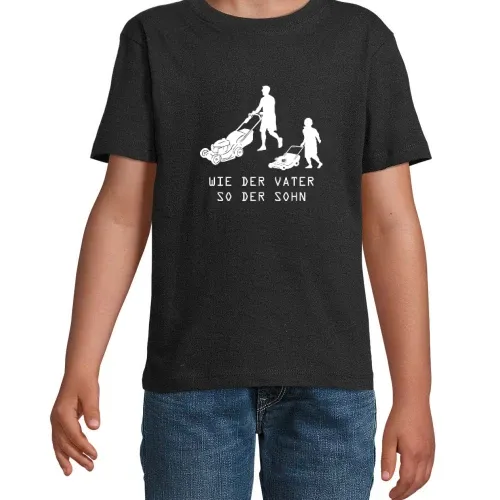 Wie der Vater So Der Sohn Rasen Mähen Gartenarbeit T-Shirt