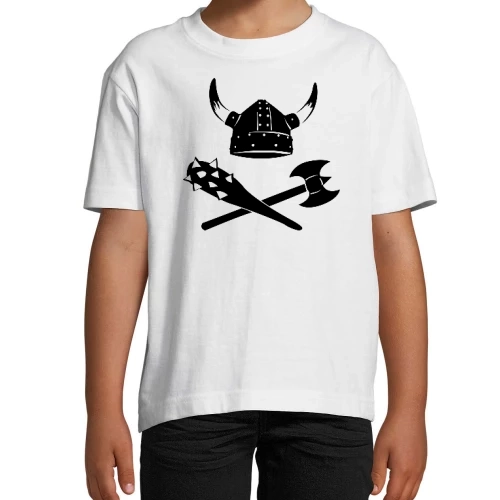 Wikingerhelm mit Axt und Keule Kinder T-Shirt