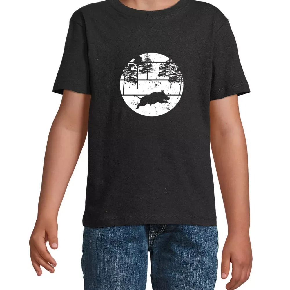  Kinder T-Shirt mit Aufdruck 'Wildschwein Jäger Vintage Jagd'