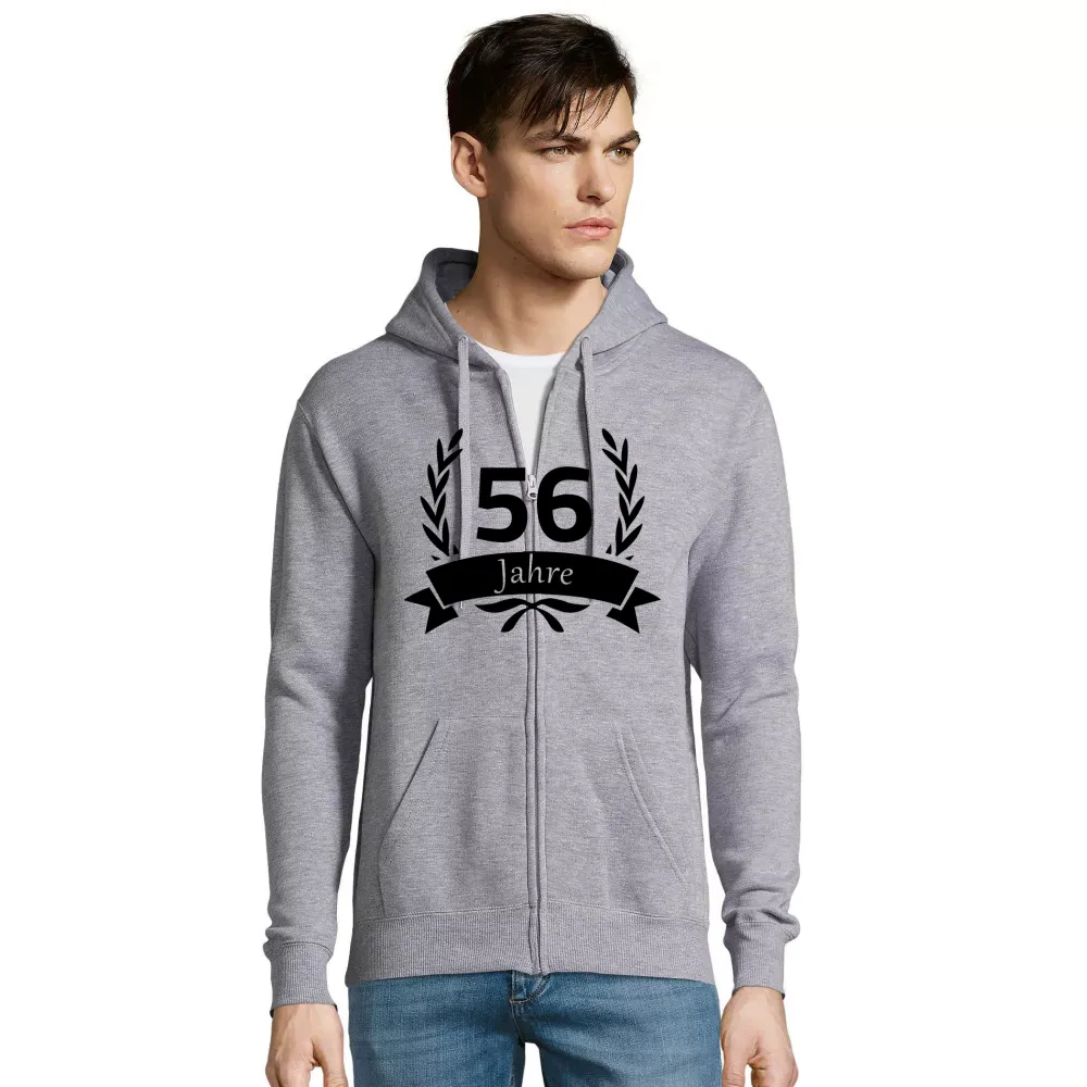 Jacke Männer Hoodie mit Aufdruck '56 Geburtstag im Lorbeerkranz'