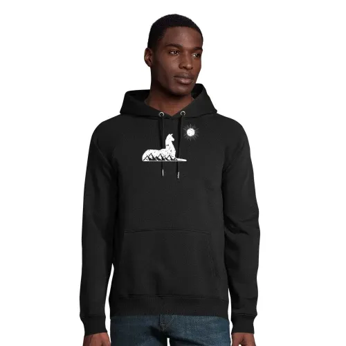 Alpaka Gebirge Lama Symbol Berge Mondschein Statue Hoodie Männer Stellar Bio