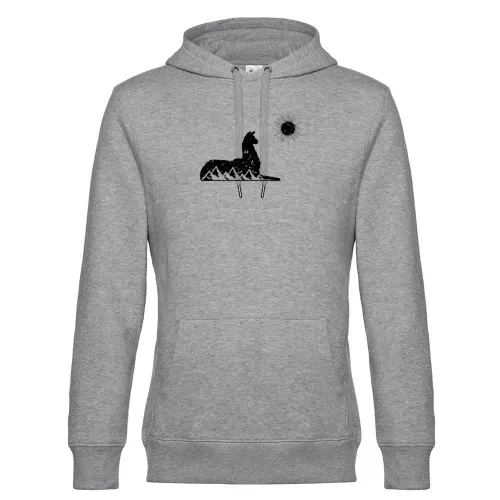Alpaka Gebirge Lama Symbol Berge Mondschein Statue Hoodie Männer King Hooded