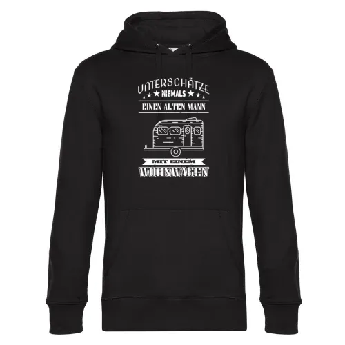 Alter Mann mit Wohnwagen Camping Rentner Rente Männer Hoodie