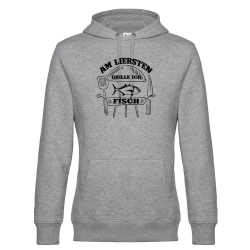 Am Liebsten Grille Ich Fisch Angler Griller Motiv Hoodie Männer King Hooded