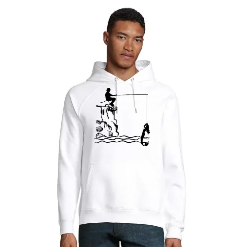 Angler mit Nixe Männer Hoodie