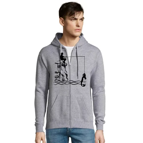 Angler mit Nixe Männer Hoodie