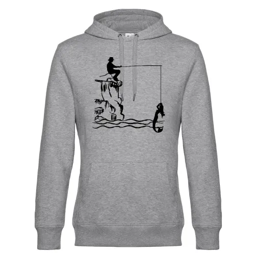 Angler mit Nixe Männer Hoodie