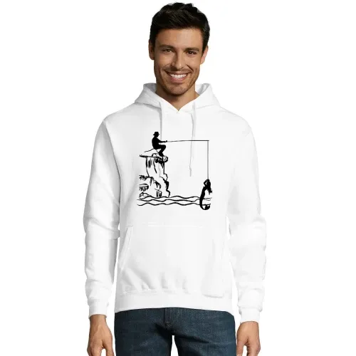 Angler mit Nixe Männer Hoodie