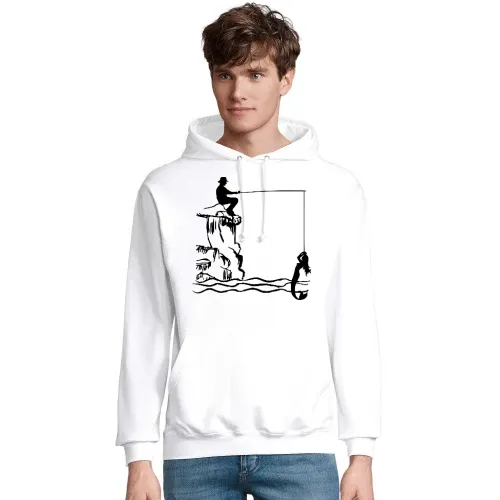 Angler mit Nixe Männer Hoodie