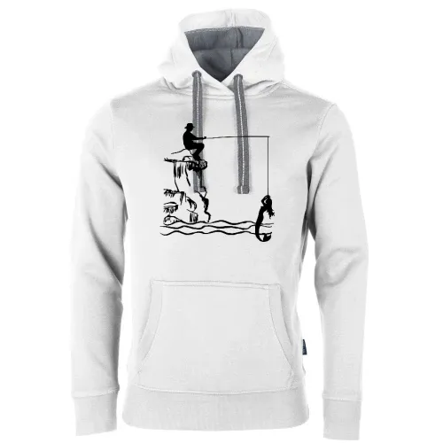 Angler mit Nixe Männer Hoodie