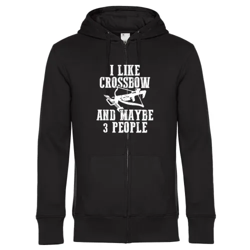 Armbrust Spruch I Like Crossbow und Maybe 3 People Hoodie Männer King Zipped