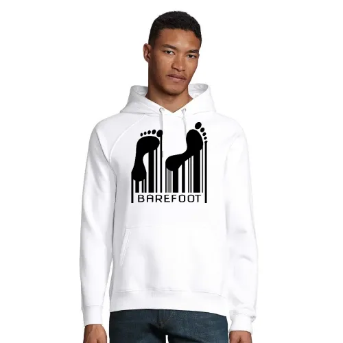 Barefoot Barcode Barfuss Strichcode Code Hoodie Männer Stellar Bio