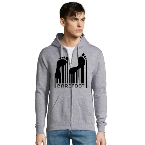 Barefoot Barcode Barfuss Strichcode Code Hoodie Männer Seven