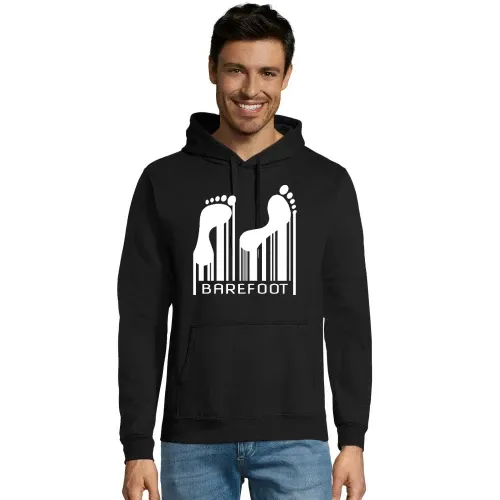 Barefoot Barcode Barfuss Strichcode Code Hoodie Männer Snake