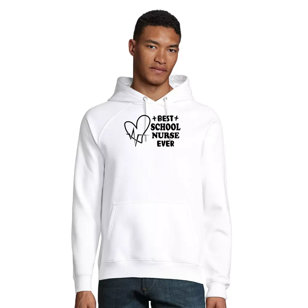 nachhaltiger Männer Hoodie mit Aufdruck 'Best School Nurse Ever Krankenschwester Vintage'
