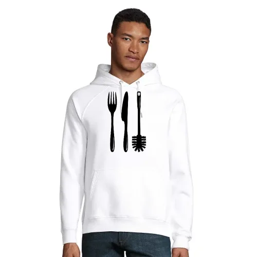 Besteck mit einer Klobürste Männer Hoodie