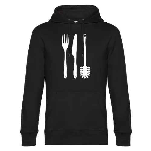 Besteck mit einer Klobürste Männer Hoodie