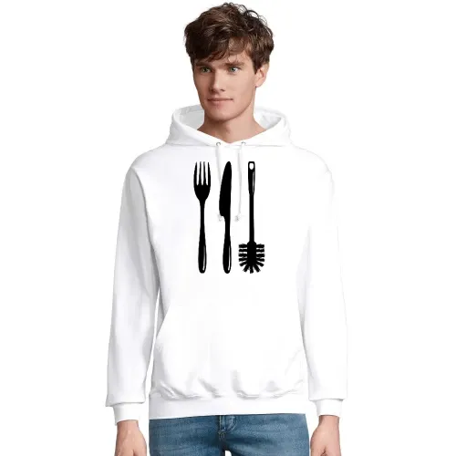 Besteck mit einer Klobürste Männer Hoodie