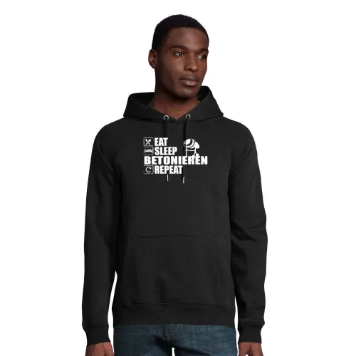 Betonmischer Maurer Eat Sleep Betonieren Repeat Hoodie Männer Stellar Bio