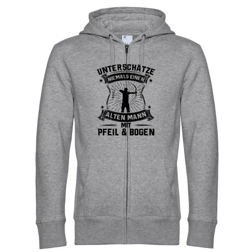 Bogenschießen Alter Mann Spruch Archer Bogensport Hoodie Männer King Zipped