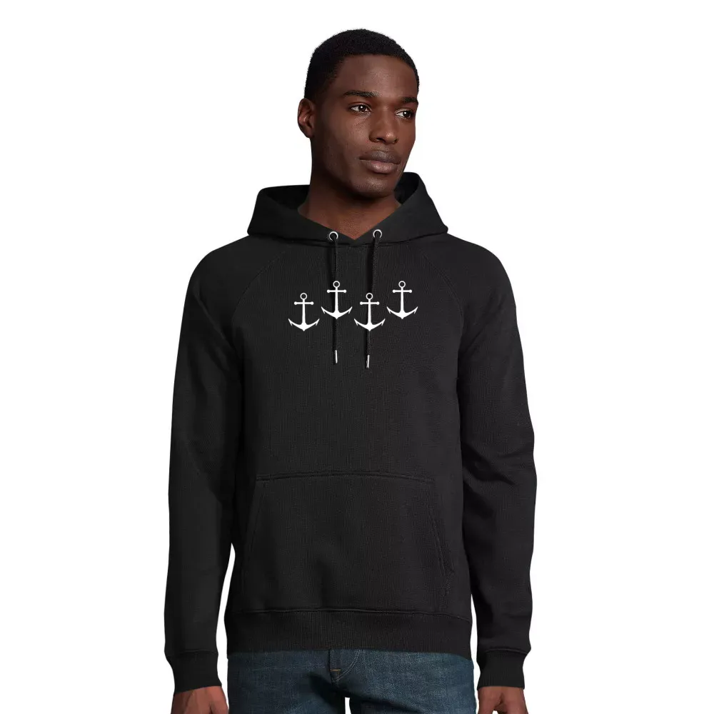 nachhaltiger Männer Hoodie mit Aufdruck 'Boot Anker Vintage Kapitän Bootsfahrer Segler'