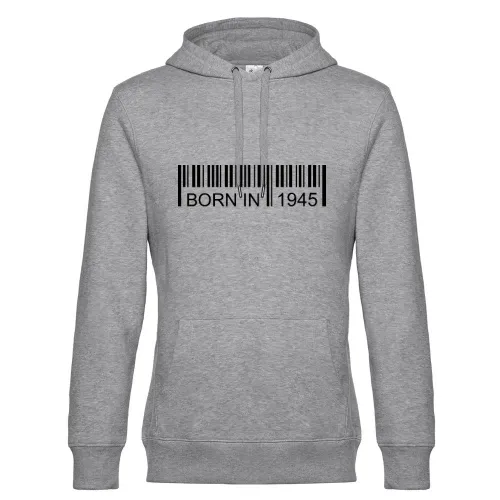 Born in 1945 Strichcode Hoodie Männer King Hooded