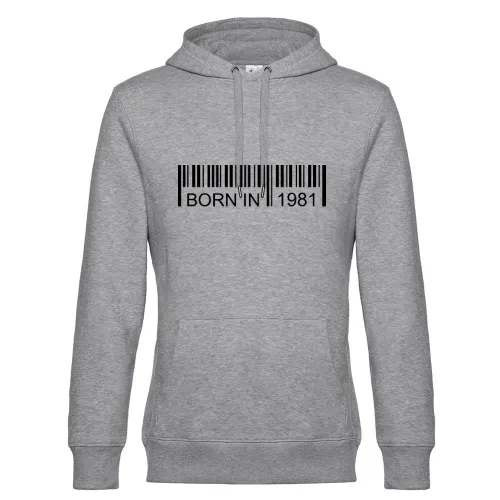 Born in 1981 Strichcode Hoodie Männer King Hooded