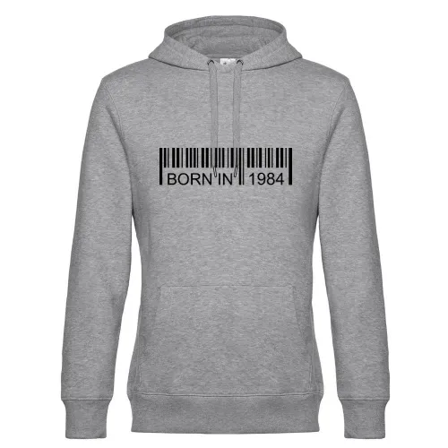 Born in 1984 Strichcode Hoodie Männer King Hooded