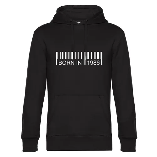 Born in 1986 Strichcode Hoodie Männer King Hooded