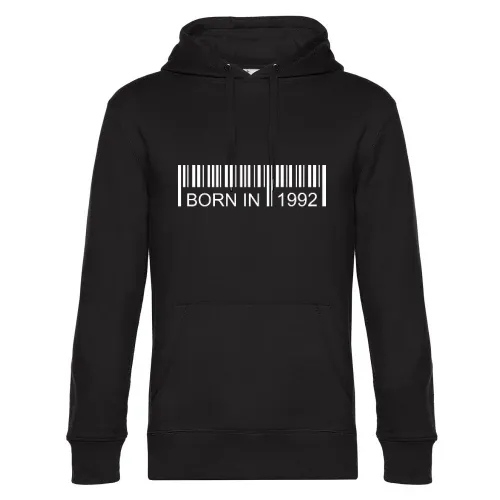 Born in 1992 Strichcode Hoodie Männer King Hooded