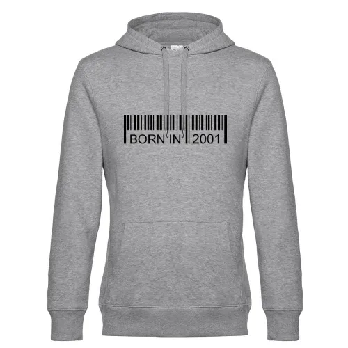 Born in 2001 Strichcode Hoodie Männer King Hooded