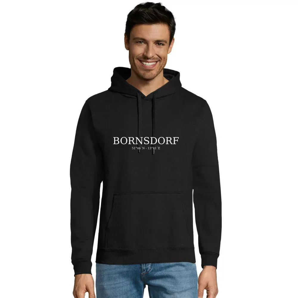 Kapuzenpulli Männer Hoodie mit Aufdruck 'Bornsdorf Koordinaten'