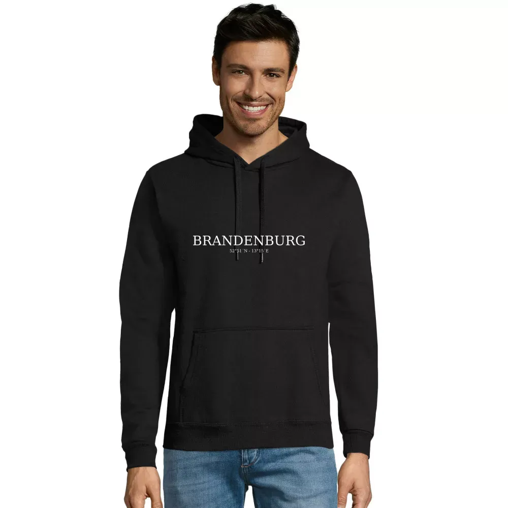 Kapuzenpulli Männer Hoodie mit Aufdruck 'Brandenburg Koordinaten'