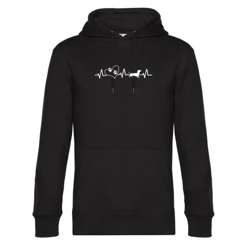 Dackel Herzschlag mit Herz und Pfotenabdruck Hoodie Männer King Hooded