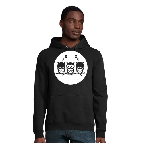 Drei Eule auf Ast vorm Vollmond Männer Hoodie
