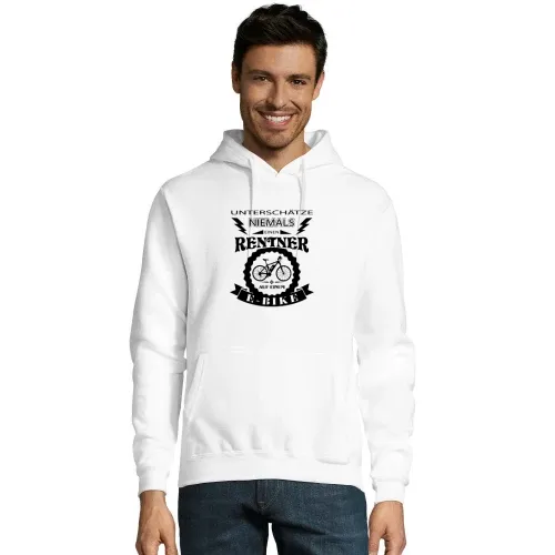 E-Bike Rentner auf einem Ebike Fahrrad Männer Hoodie