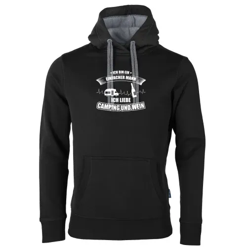 Einfacher Mann Liebt Camping und Wein Camper Puls Männer Hoodie