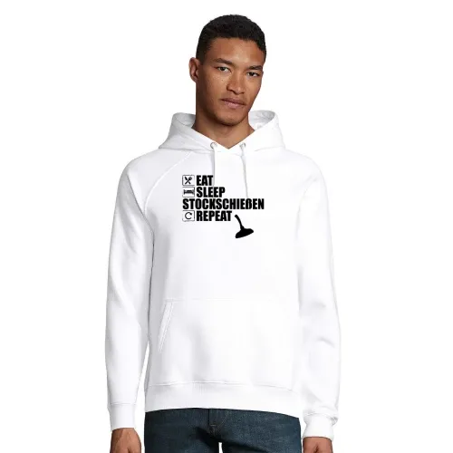 Eisstockschießen Eat Sleep Stockschießen Repeat Hoodie Männer Stellar Bio